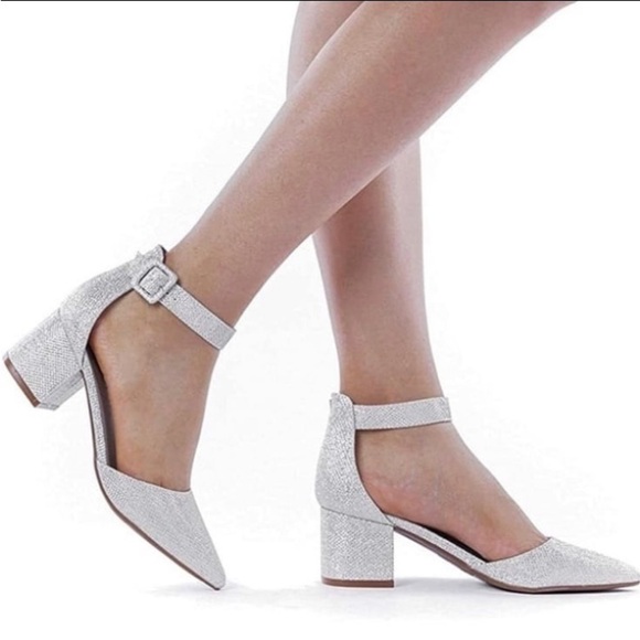 DREAM PAIRS ANNEE Heels Pumps Rhinestone Closed Toe Block Chunky Shoes 9 - Picture 1 of 11